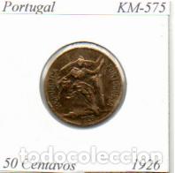 Monedas antiguas de Europa: PORTUGAL 1926, 50 CENTAVOS, KM-575, BC; 2,95 &euro; 1