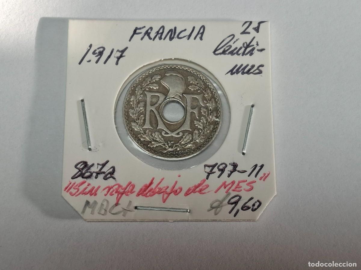 Monedas antiguas de Europa: 25 CENTIMOS del 1917 KM 867a FRANCIA en MBC+