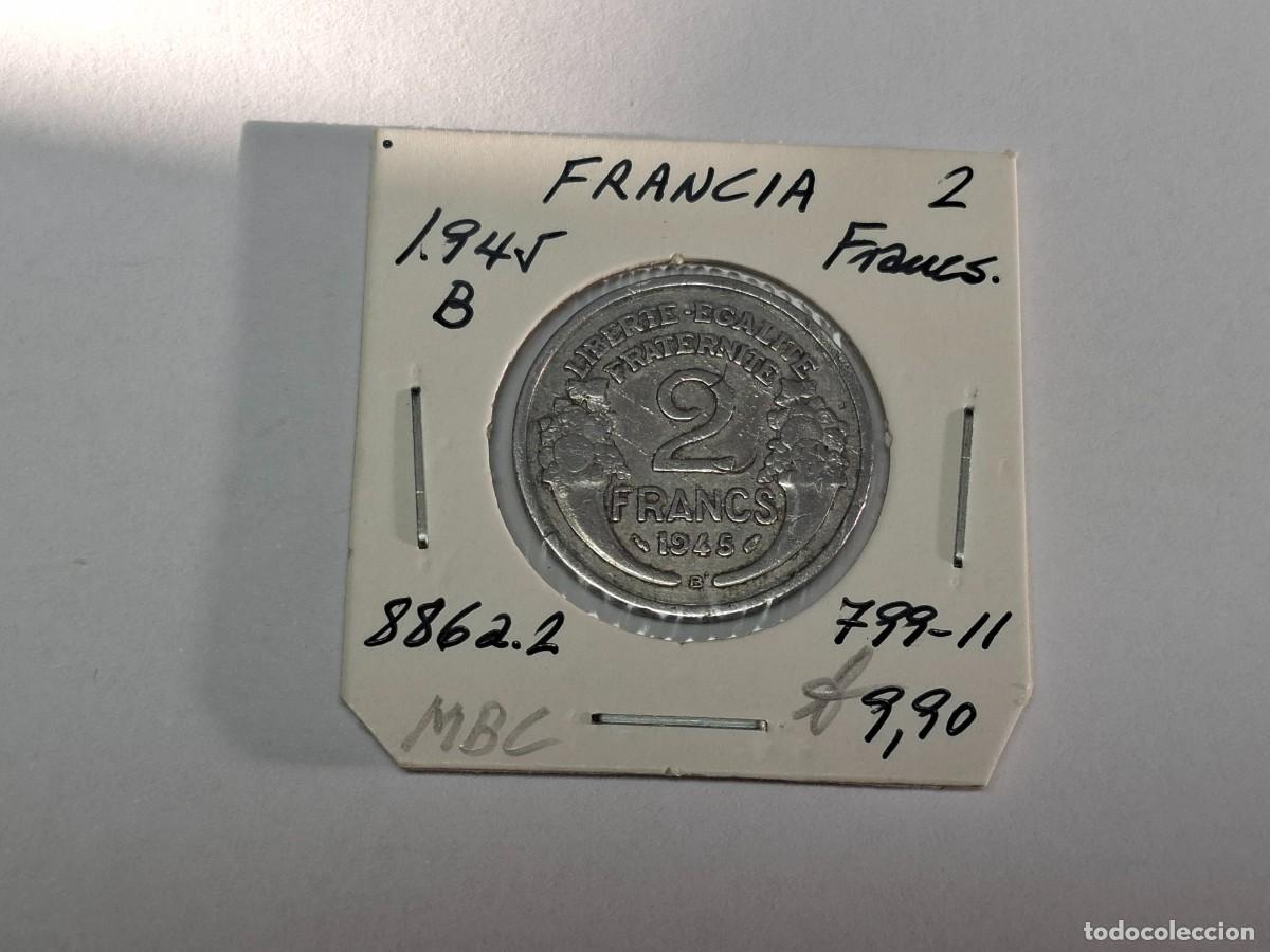 Old Coins of Europe: 2 FRANCO del 1945 B KM 886a.2 FRANCIA en MBC