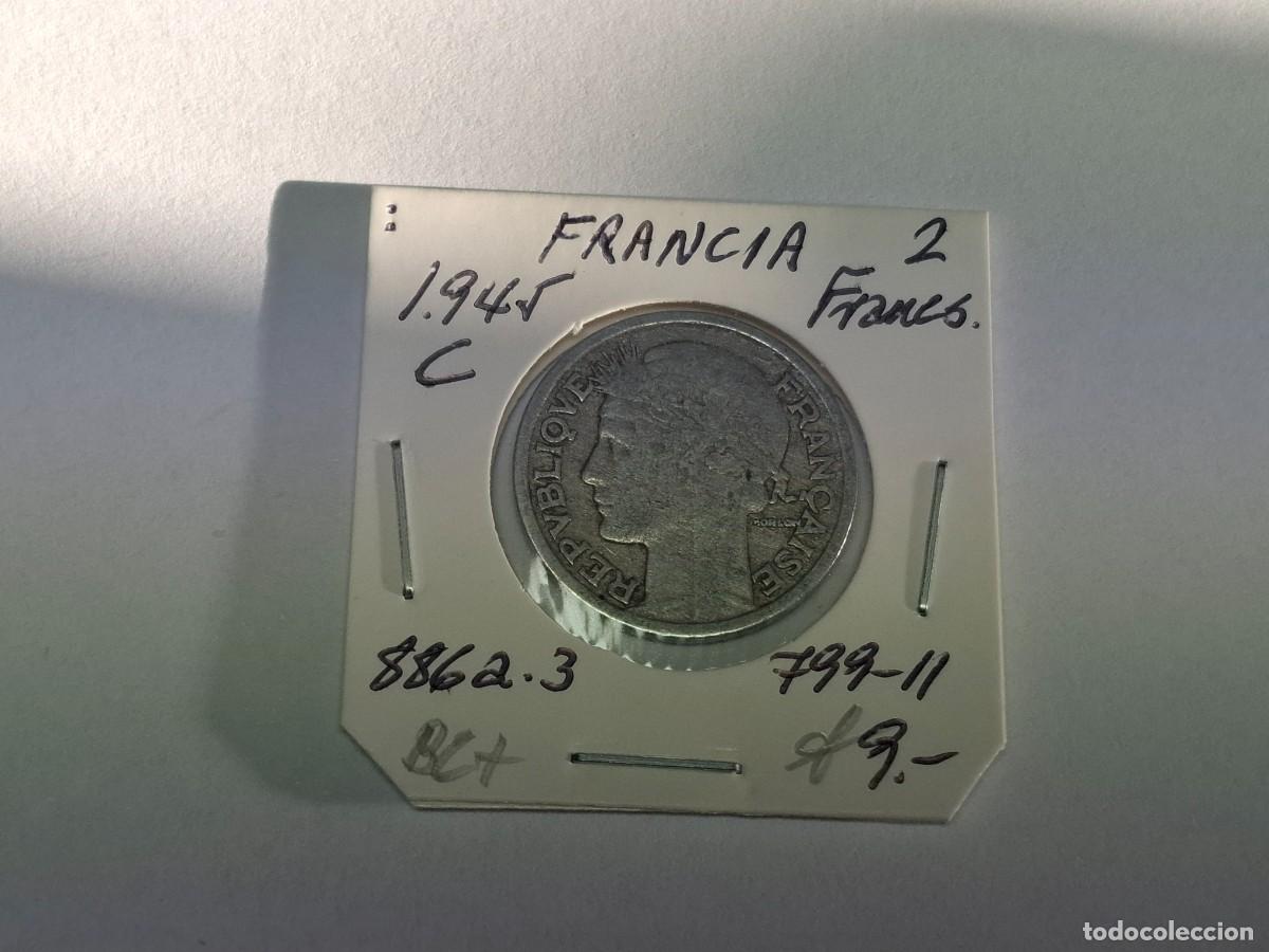 Old Coins of Europe: 2 FRANCO del 1945 C KM 886a.3 FRANCIA en BC+