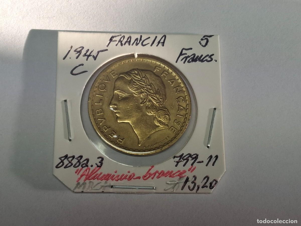 Monedas antiguas de Europa: 5 FRANCOS del 1945 C KM 888a.3 FRANCIA en MBC+