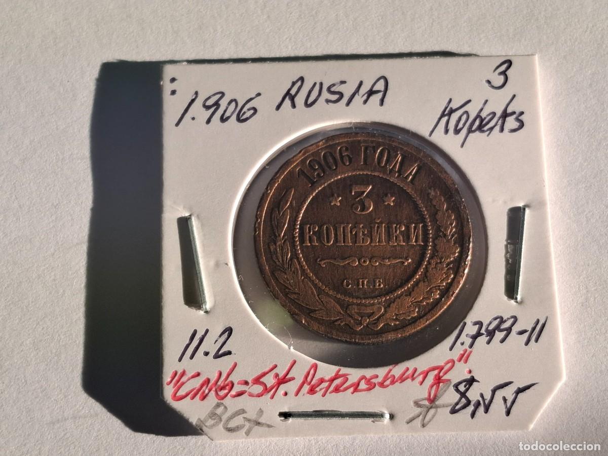 Monedas antiguas de Europa: 3 KOPEKS de 1906 KM 11.2 RUSIA en BC+