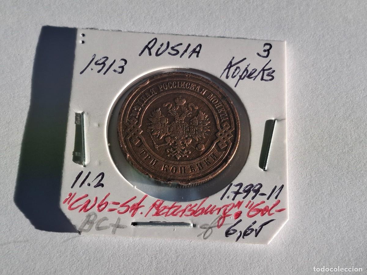 Monedas antiguas de Europa: 3 KOPEKS de 1913 KM 11.2 RUSIA en BC+