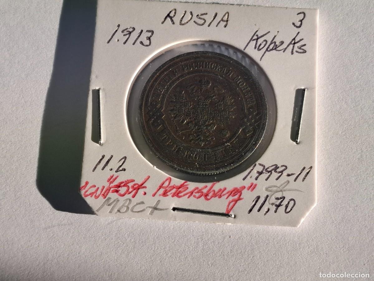 Monedas antiguas de Europa: 3 KOPEKS de 1913 KM 11.2 RUSIA en MBC+