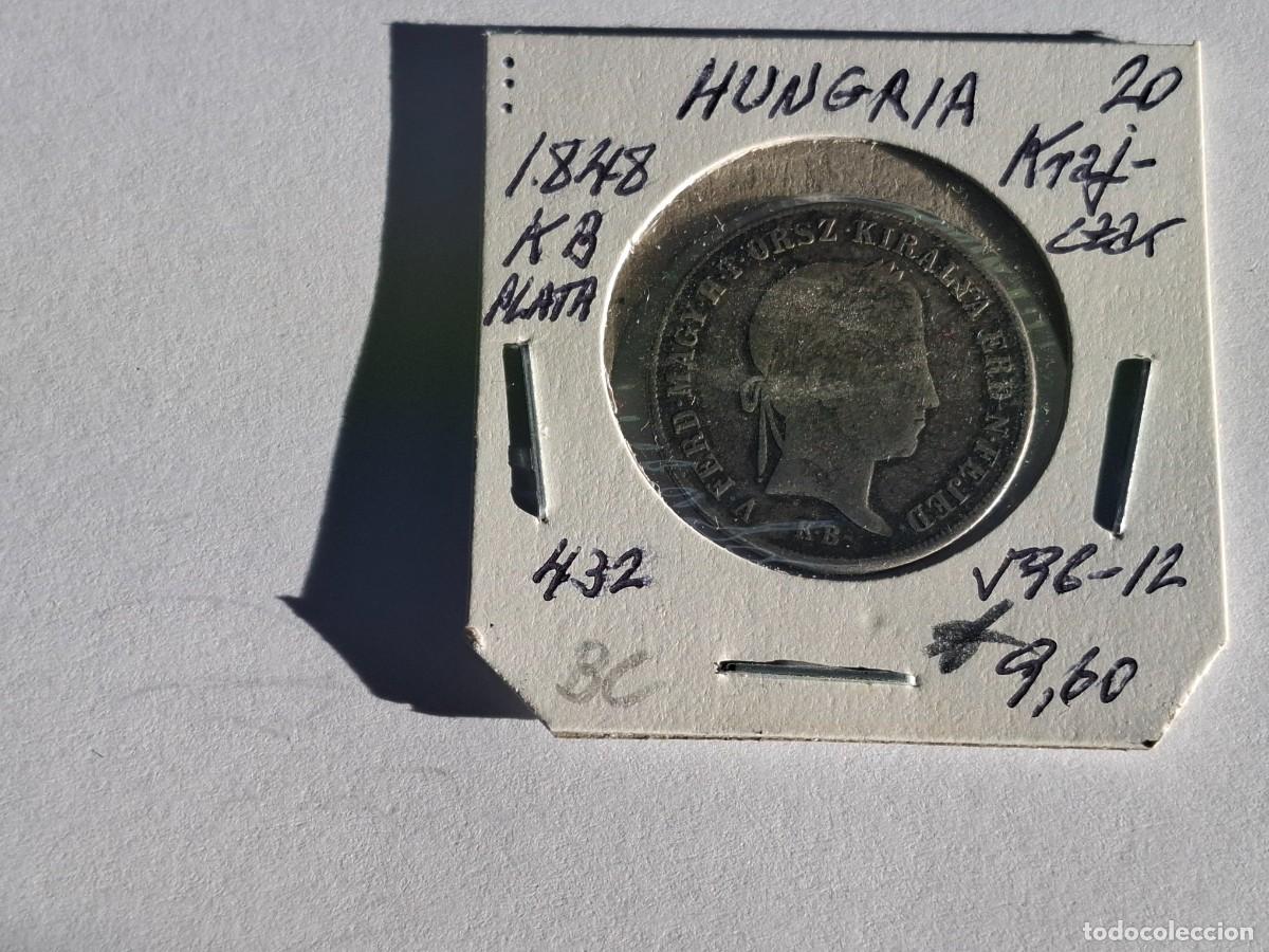 Monedas antiguas de Europa: 20 KRAJCZAR de PLATA de 1848 KB KM 432 HUNGRIA en BC
