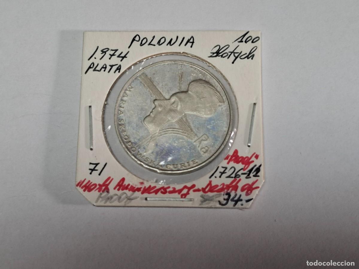 Monedas antiguas de Europa: 100 ZLOTYCH de PLATA de 1974 KM 71 POLONIA en PROOF