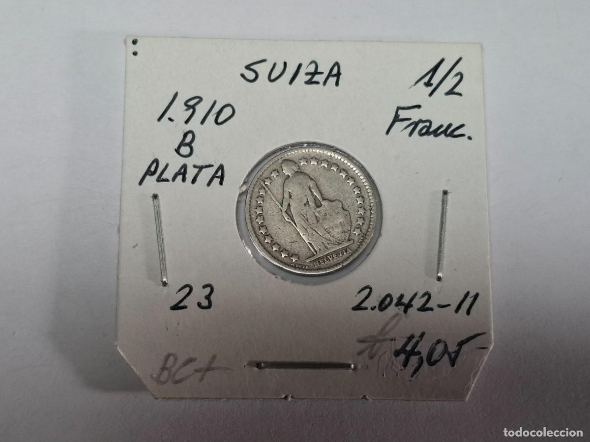 Monnaies anciennes de Europe: 1/2 FRANCO de PLATA de 1910 B KM 23 SUIZA en BC+