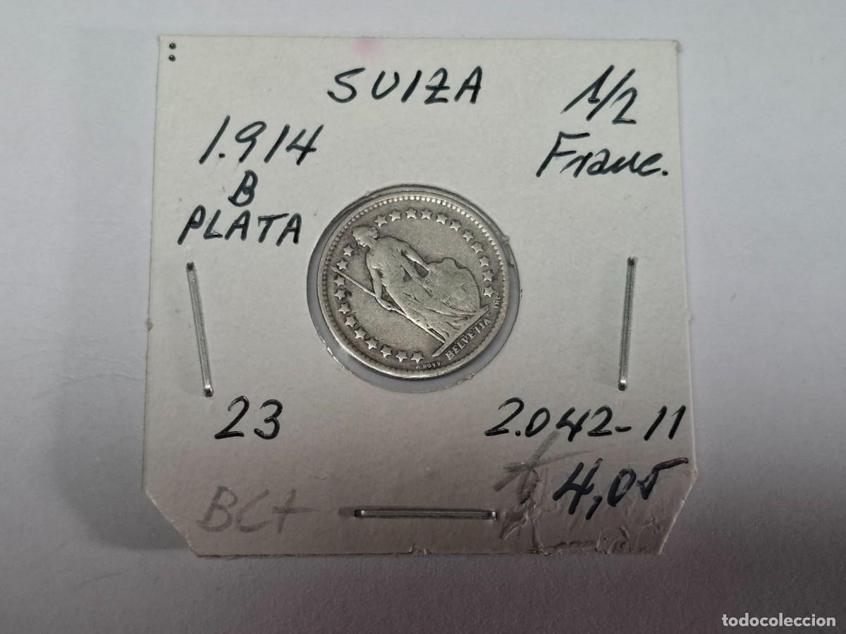 Monnaies anciennes de Europe: 1/2 FRANCO de PLATA de 1914 B KM 23 SUIZA en BC+