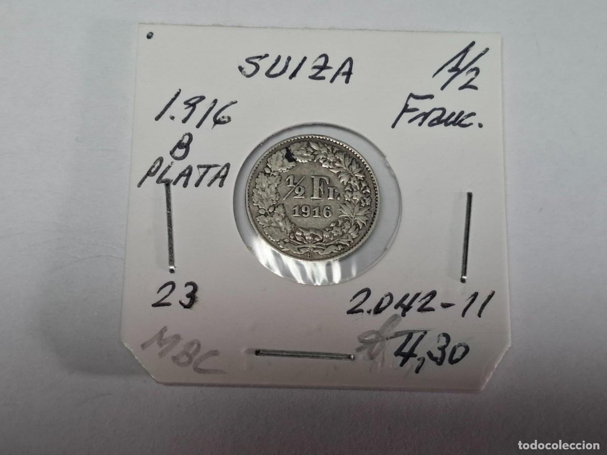 Monedas antiguas de Europa: 1/2 FRANCO de PLATA de 1916 B KM 23 SUIZA en MBC