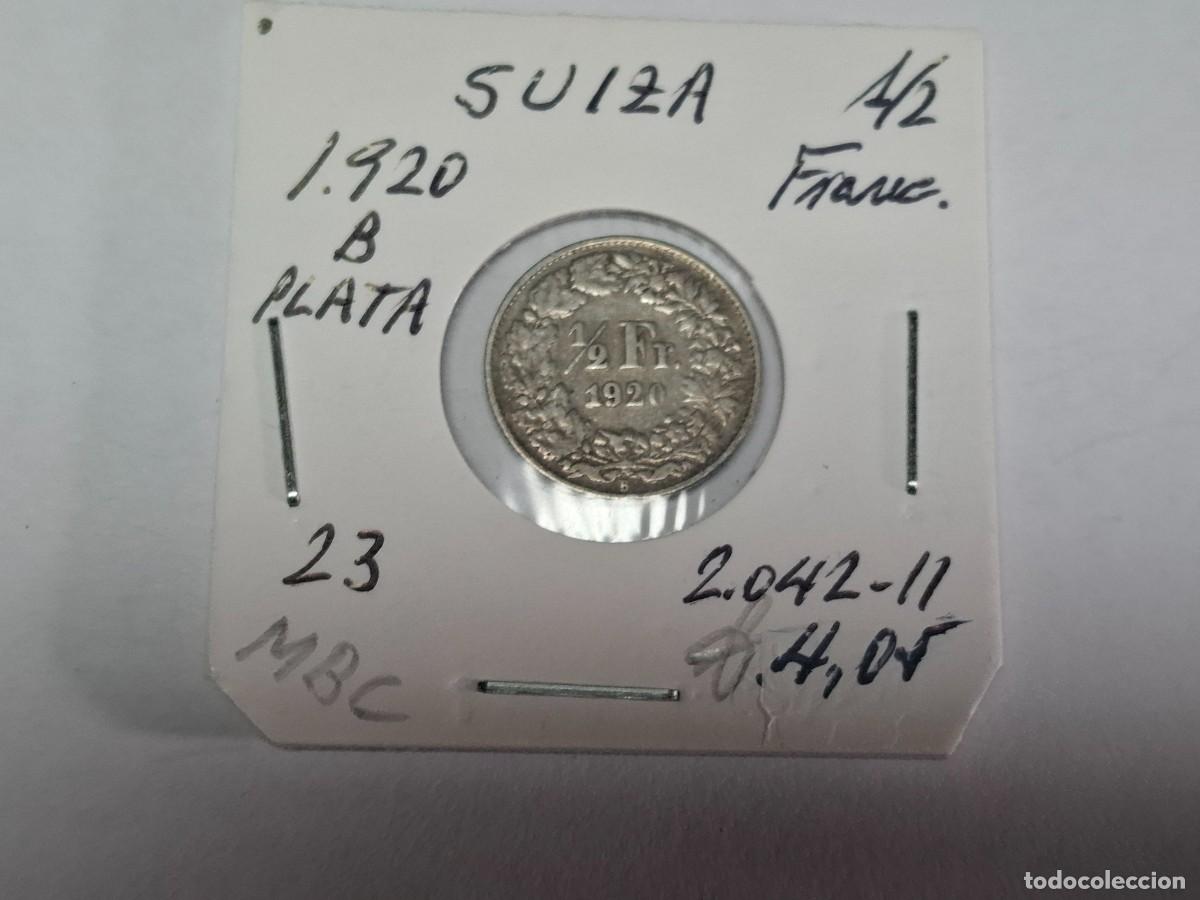 Monedas antiguas de Europa: 1/2 FRANCO de PLATA de 1920 B KM 23 SUIZA en MBC