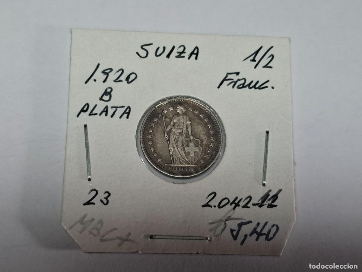 Monedas antiguas de Europa: 1/2 FRANCO de PLATA de 1920 B KM 23 SUIZA en MBC+
