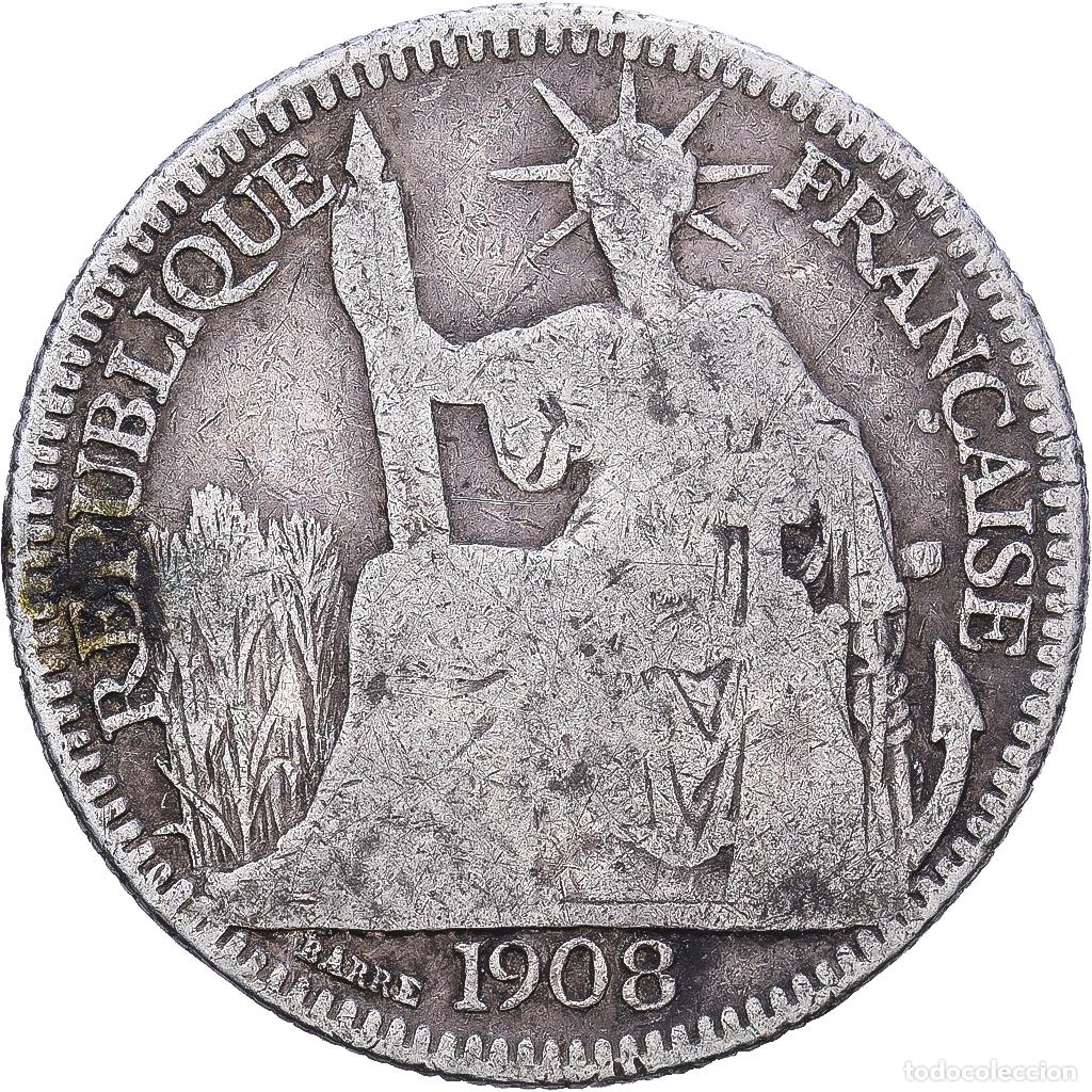 Monedas antiguas de Europa: [#1547625] Indochina Francesa, 10 Cents, 1908, MDP, Plata, BC+, KM:9