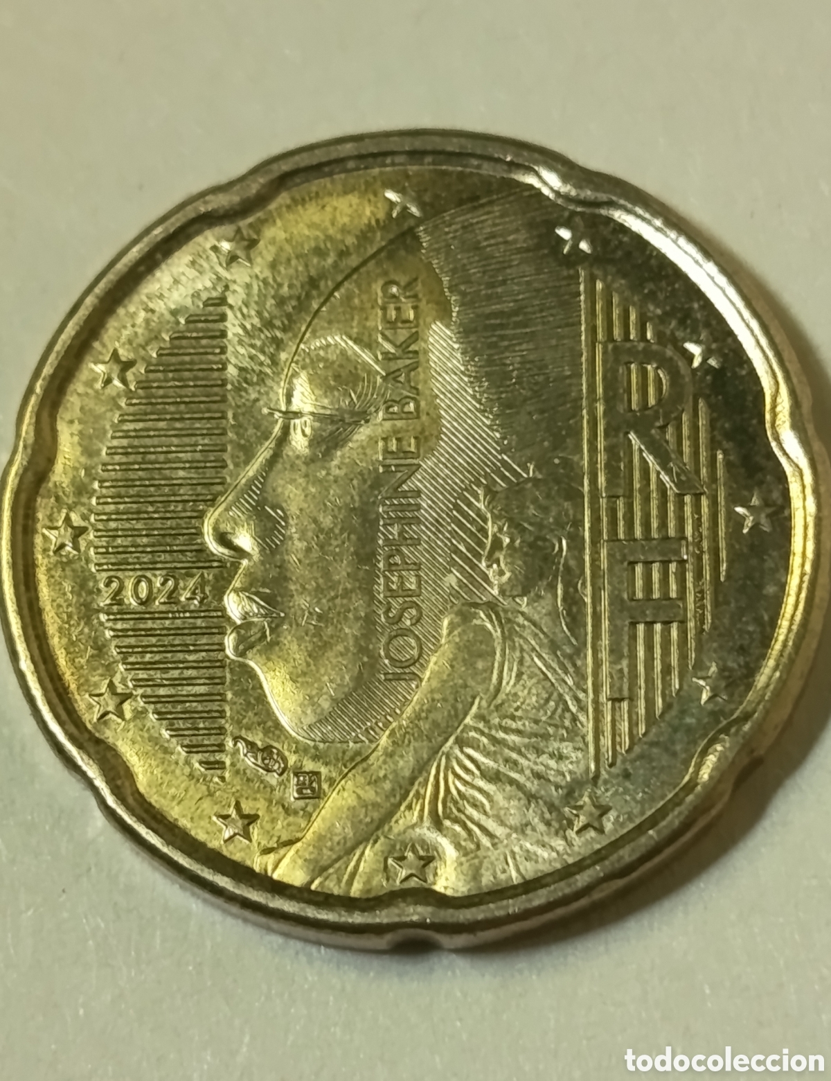 Monedas antiguas de Europa: Moneda 20 C&eacute;ntimos Francia Josephine Baker 2024