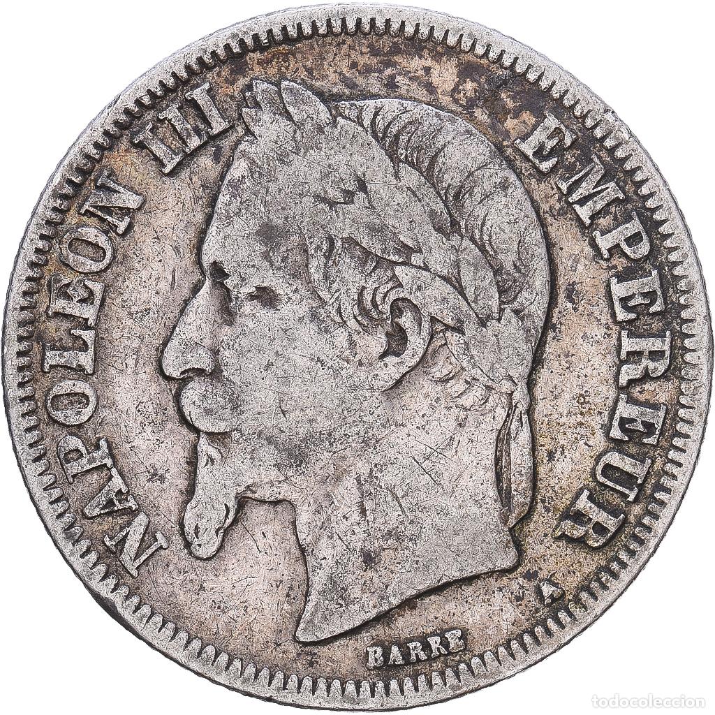 Monedas antiguas de Europa: [#1203485] Francia, Napoleon III, 2 Francs, Napol&eacute;on III, 1870, Paris, Plata, BC+