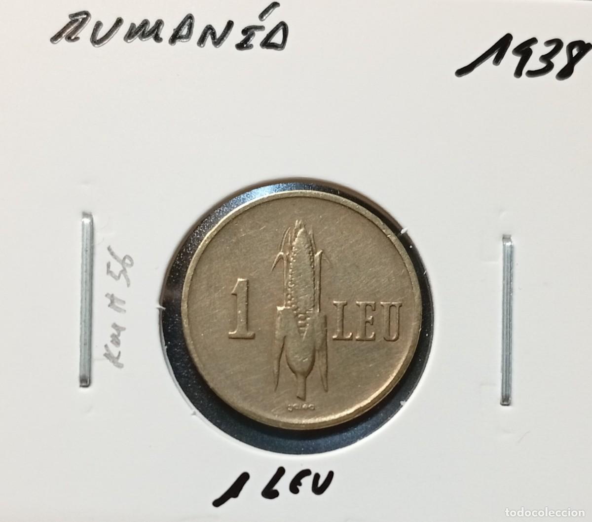 Monedas antiguas de Europa: RUMAN&Iacute;A 1 LEU 1938 KM#56 MBC.