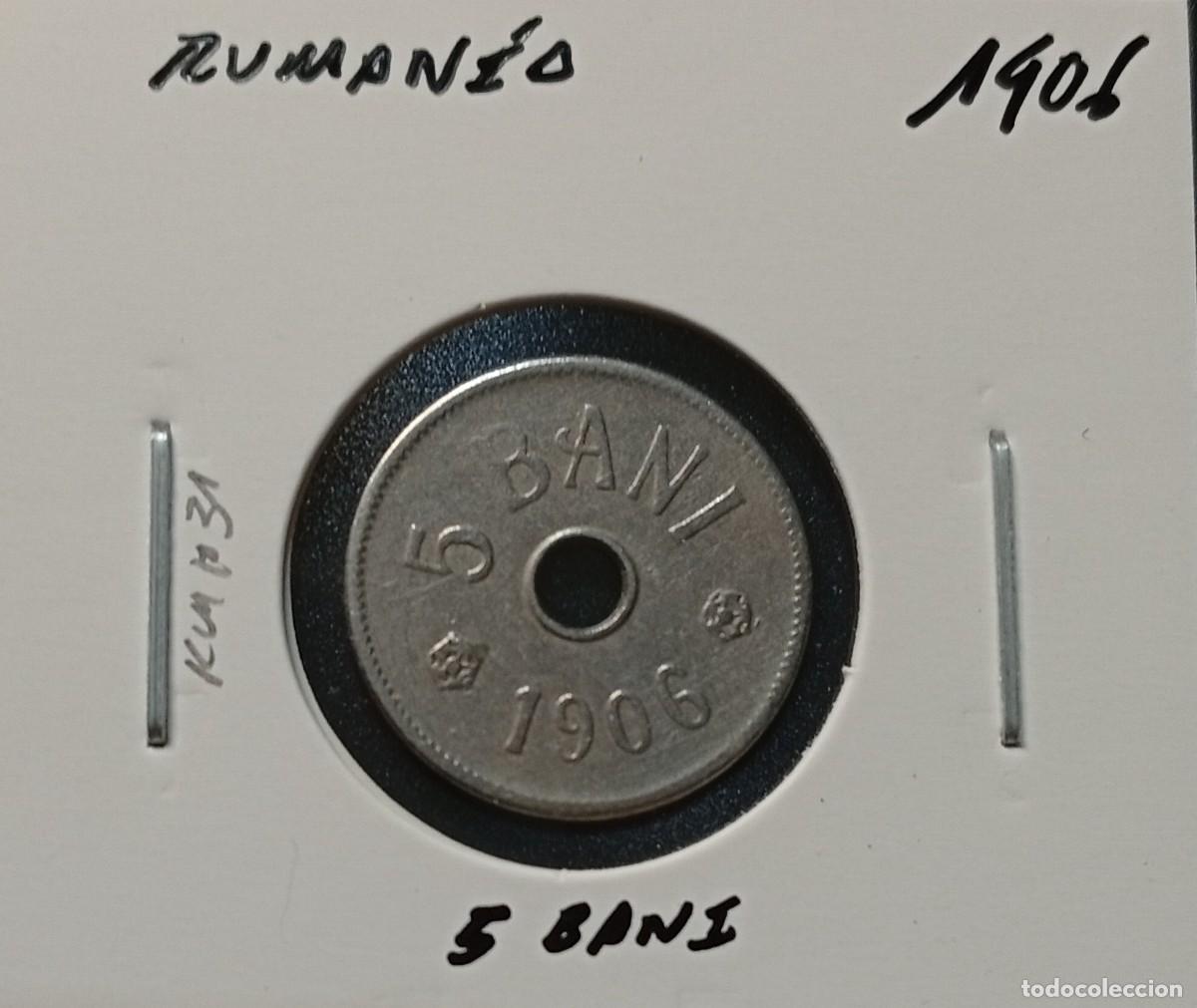 Monedas antiguas de Europa: RUMAN&Iacute;A 5 BANI 1906 KM#31 MBC , SIN MARCA DE CECA.