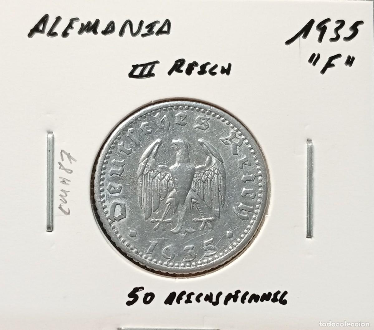 Monedas antiguas de Europa: ALEMANIA III REICH 50 REICHSPFENNIG 1935 F KM#87 MBC.