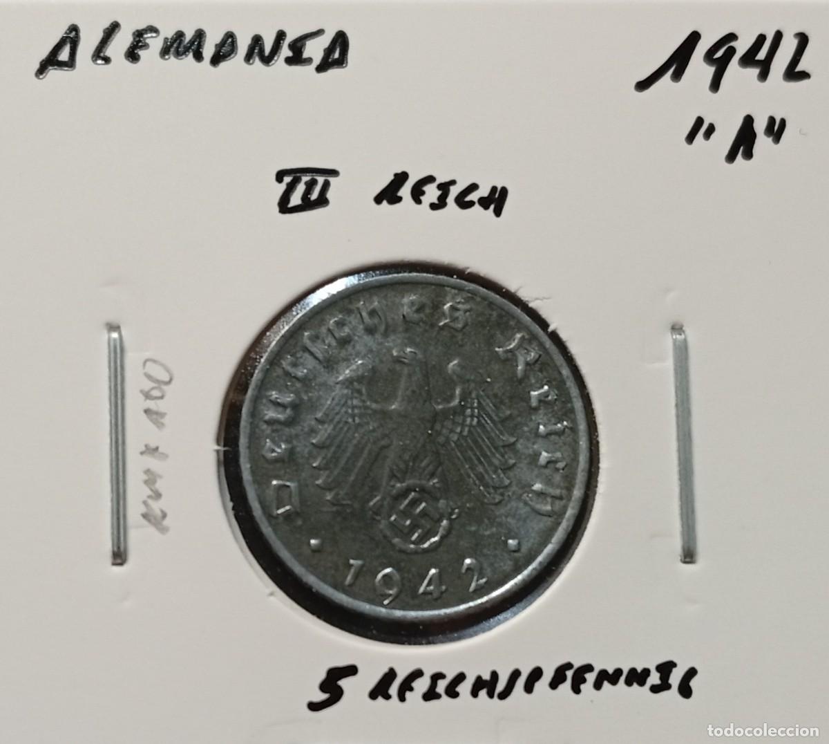 Monedas antiguas de Europa: ALEMANIA III REICH 5 REICHSPFENNIG 1942 A KM#100 MBC.