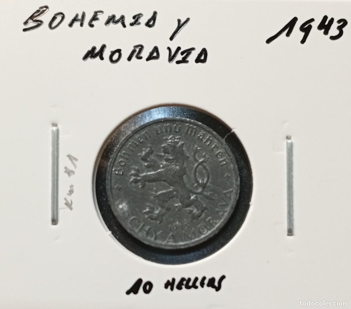 Monedas antiguas de Europa: BOHEMIA Y MORAVIA 10 HELLERS / HALERU 1943 KM#1 MBC.