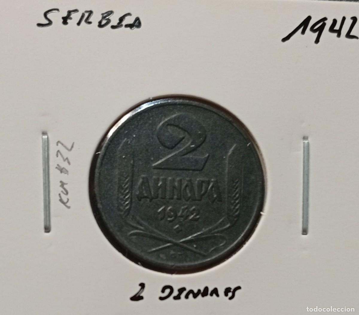 Monedas antiguas de Europa: SERBIA 2 DINARES / DINARA 1942 KM#32 MBC.