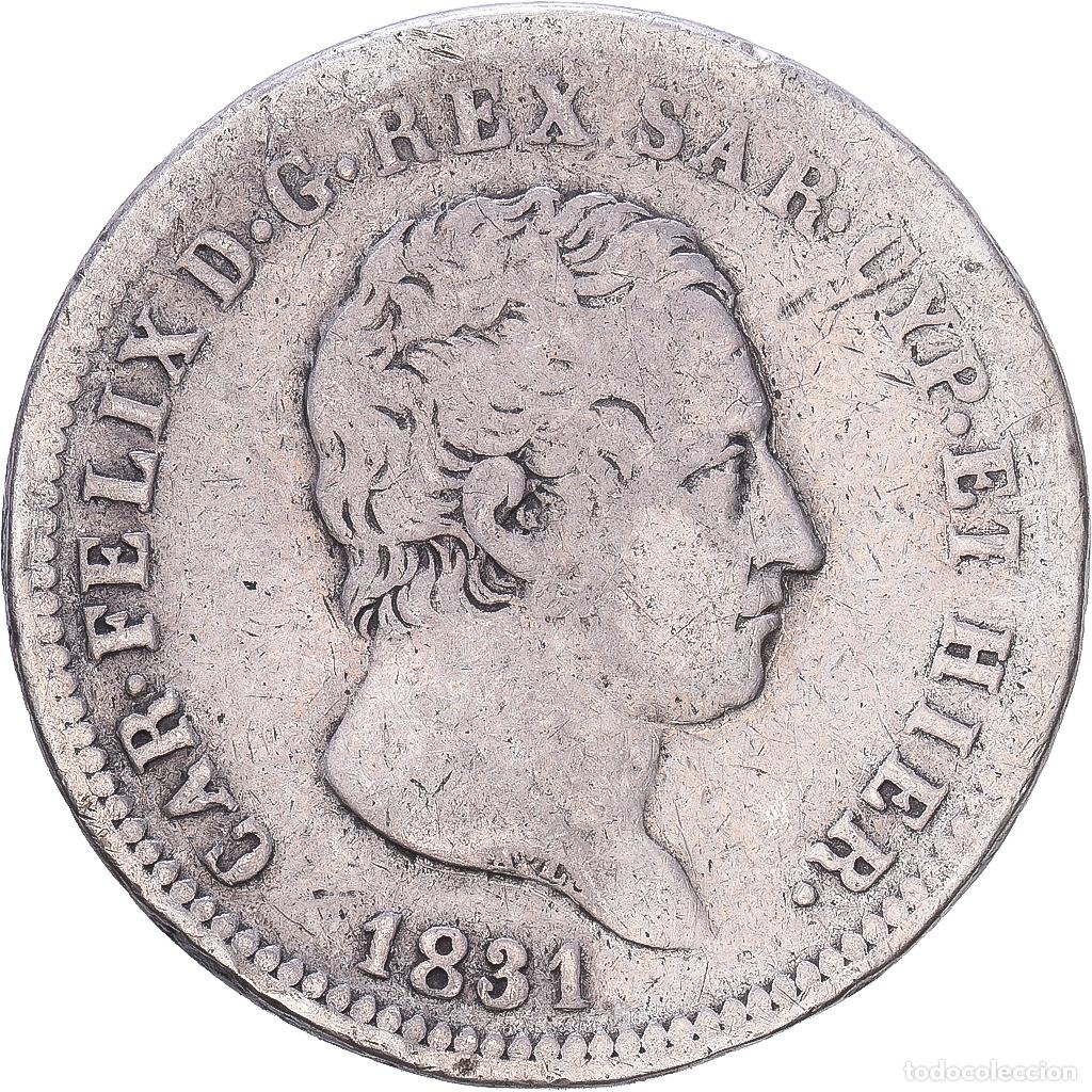 Monedas antiguas de Europa: [#1203486] Kingdom of the Two Sicilies, SARDINIA, Carlo Felice, 2 Lire, 1831, Genoa, Plata