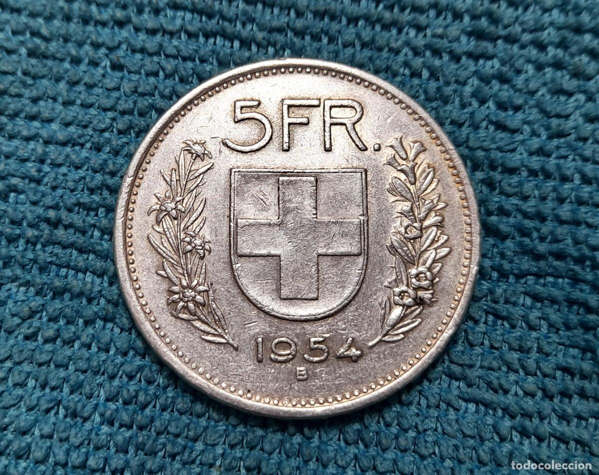 Monedas antiguas de Europa: Suiza, 5 Francs 1954