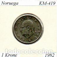 Monedas antiguas de Europa: NORUEGA 1982, 1 KRONE, KM-419, MBC; 0,95 &euro; 1