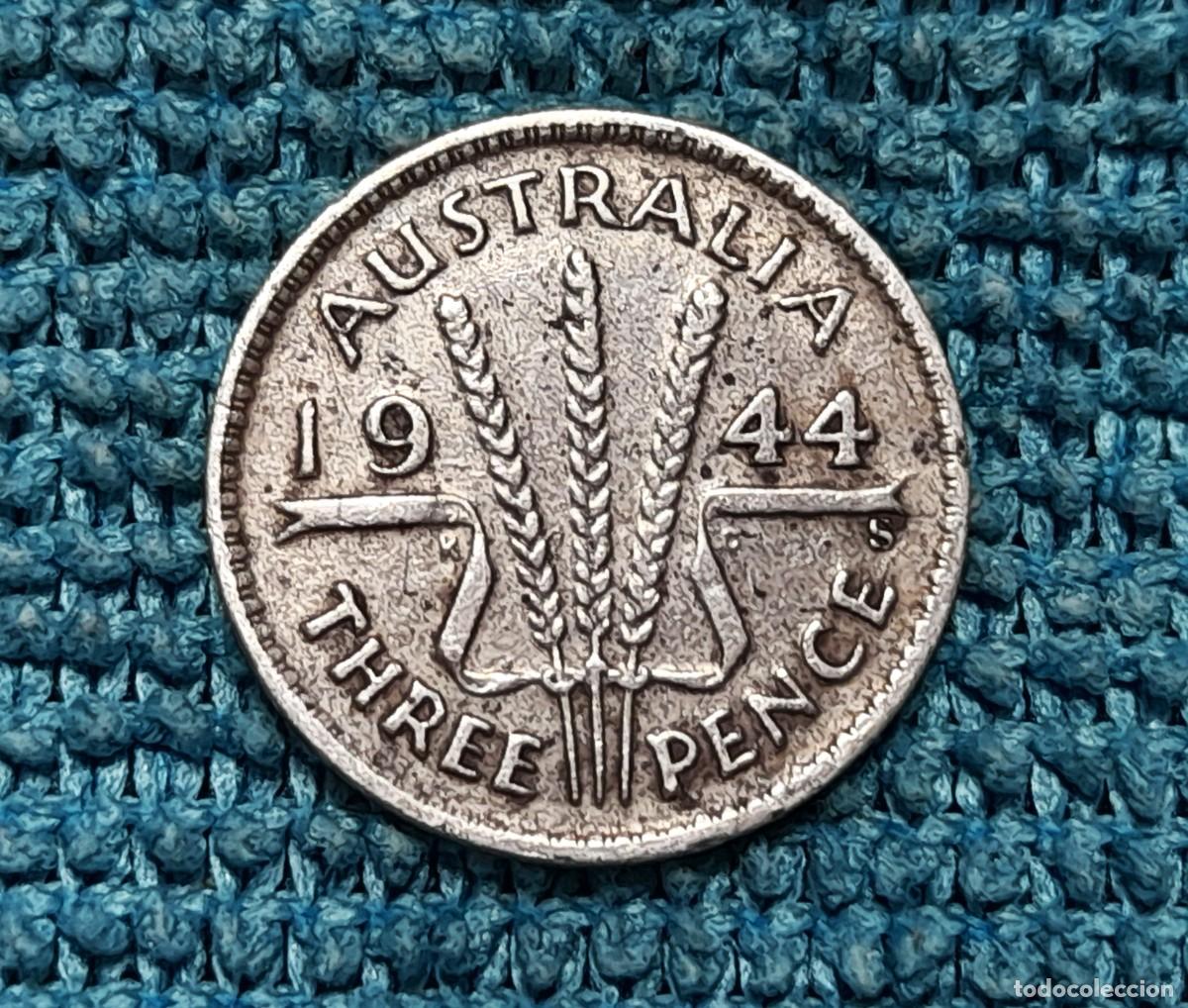 Monedas antiguas de Europa: Australia, George VI, 3 Pence 1944