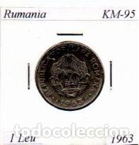 Monedas antiguas de Europa: RUMANIA 1963, 1 LEU, KM-95, CIRCULADA, 0,95 &euro; 1