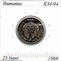 Monedas antiguas de Europa: RUMANIA 1966, 25 BANI, KM-94, SC; 0,95 &euro; 1