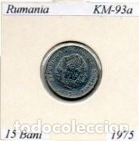 Monedas antiguas de Europa: RUMANIA 1975, 15 BANI, KM-93a, CIRCULADA; 0,95 &euro; 1