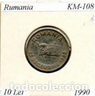 Monedas antiguas de Europa: RUMANIA 1990, 10 LEI, KM-108, CIRCULADA; 0,95 &euro; 1