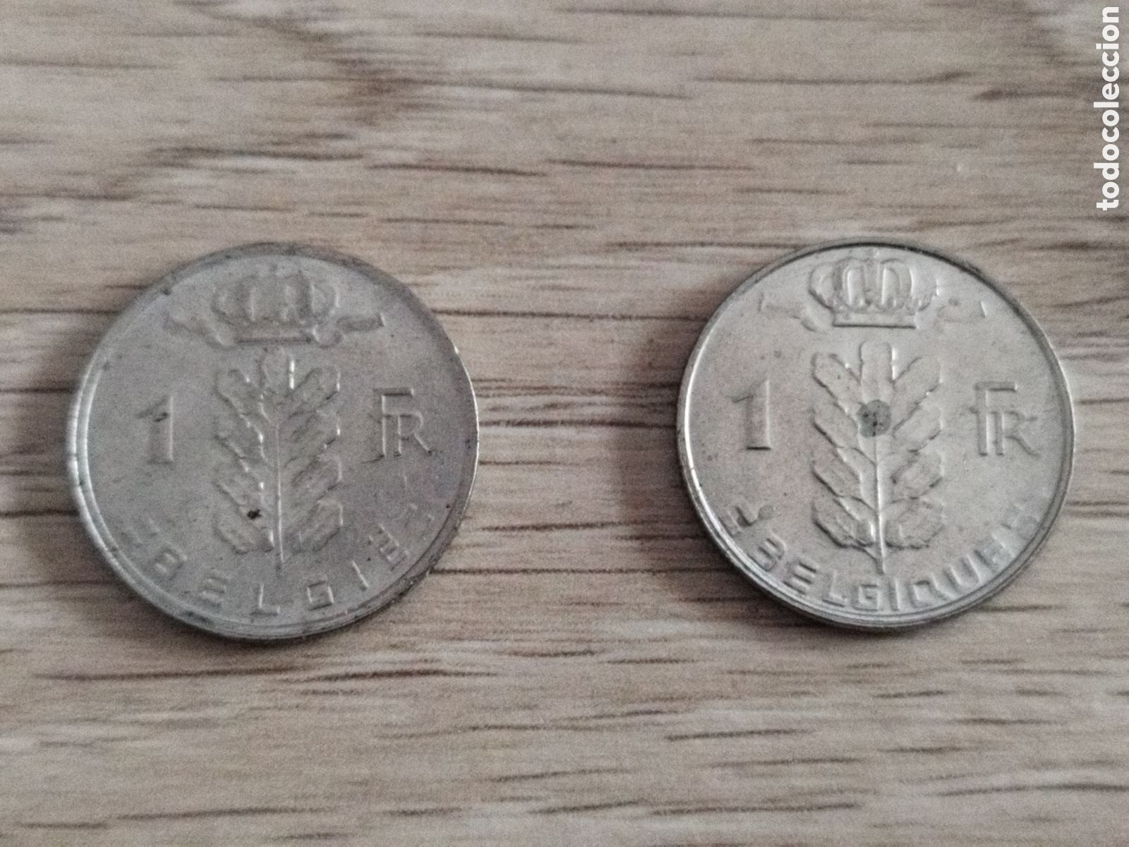 Monedas antiguas de Europa: B&eacute;lgica lote de 2 monedas de 1franco de 1988 km#142/143 belgique/belgie