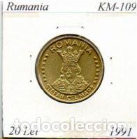 Monedas antiguas de Europa: RUMANIA 1991, 20 LEI, KM-109, SC; 1,25 &euro; 1