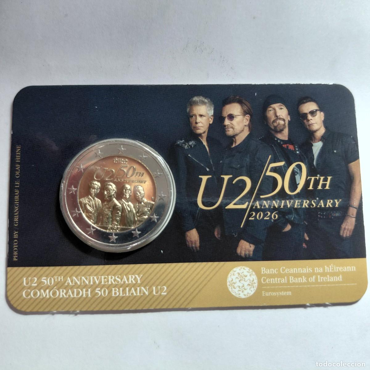 Monedas antiguas de Europa: IRLANDA - 2 EUROS 2026 - 50.&ordm; aniversario - U2 &rdquo;solo 150.000&rdquo;