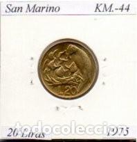 Monedas antiguas de Europa: SAN MARINO 1975, 20 LIRAS, KM-44, SC; 1,75 &euro; 1