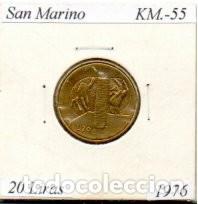 Monedas antiguas de Europa: SAN MARINO 1976, 20 LIRAS, KM-55, SC; 1,75 &euro; 1