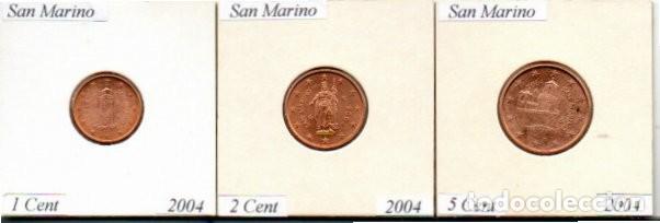Monedas antiguas de Europa: SAN MARINO 2004, 1, 2 Y 5 CENT EURO, SC; 3,75 &euro; 1