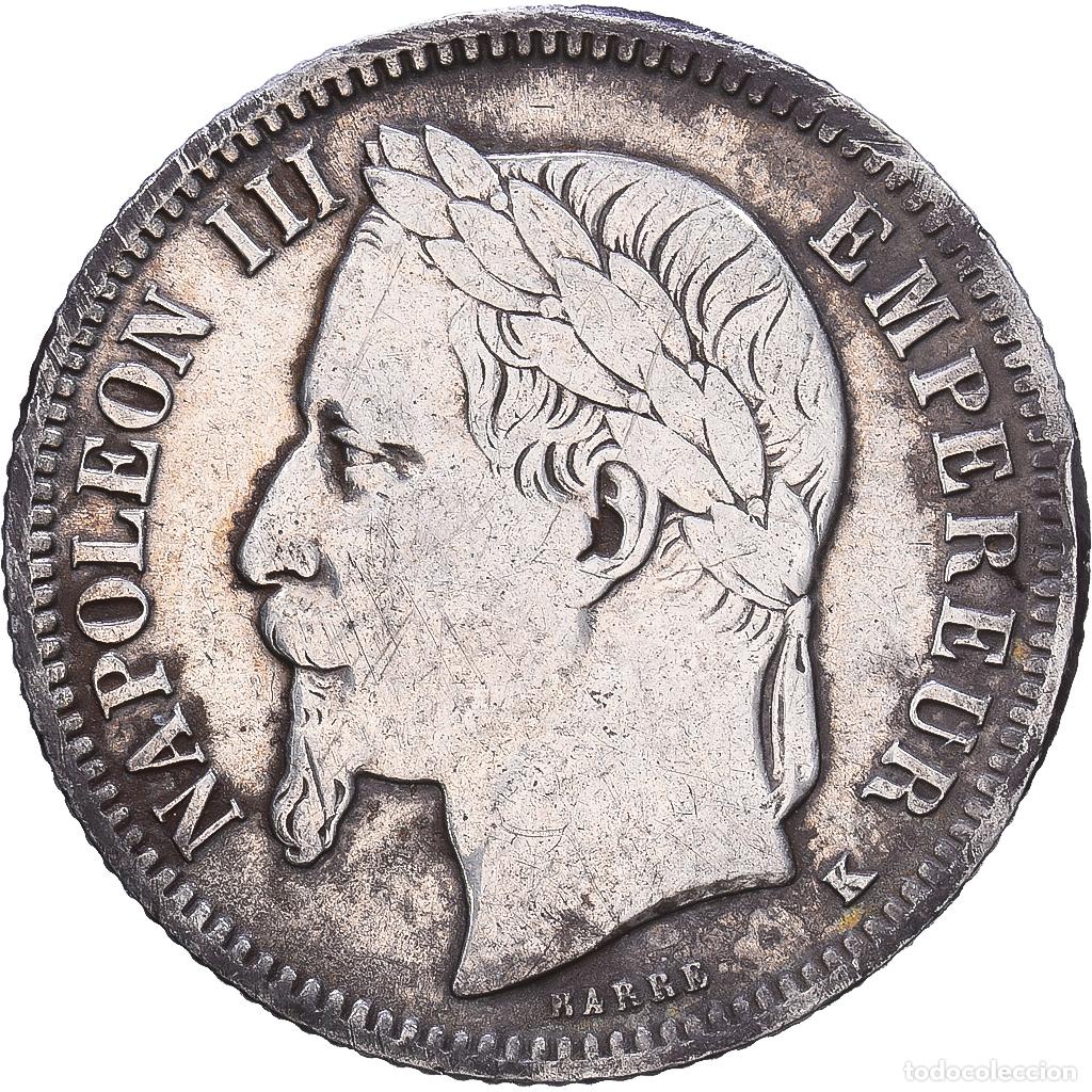 Monedas antiguas de Europa: [#1203488] Francia, Napoleon III, Franc, Napol&eacute;on III, 1867, Bordeaux, Plata, BC+