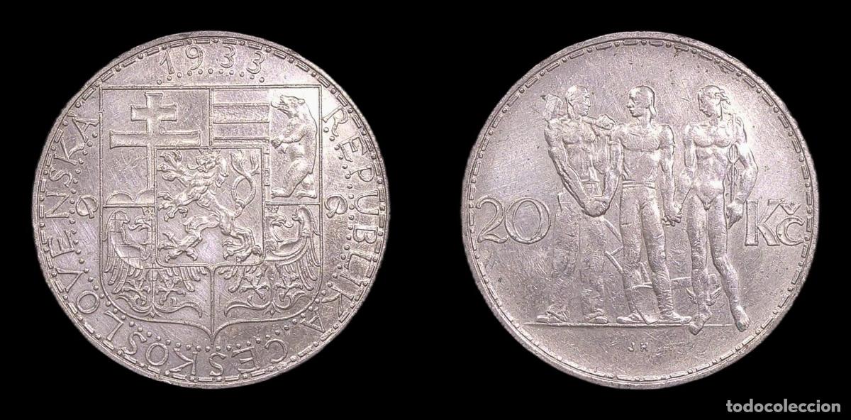 Monedas antiguas de Europa: CHECOSLOVAQUIA CZECHOSLOVAKIA 20 KORUN 1933 MBC+ PLATA