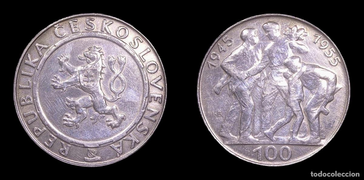 Monedas antiguas de Europa: CHECOSLOVAQUIA CZECHOSLOVAKIA 100 KORUN 1955 MBC+ PLATA