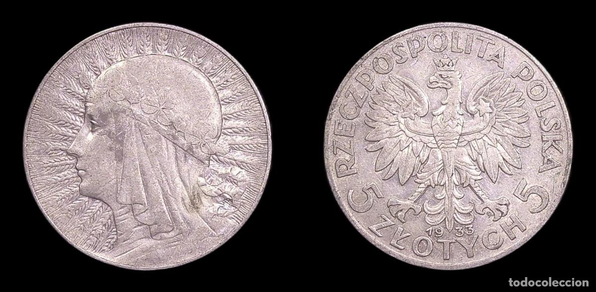 Monedas antiguas de Europa: POLONIA POLAND 5 ZLOTYCH 1933 MBC-/MBC PLATA
