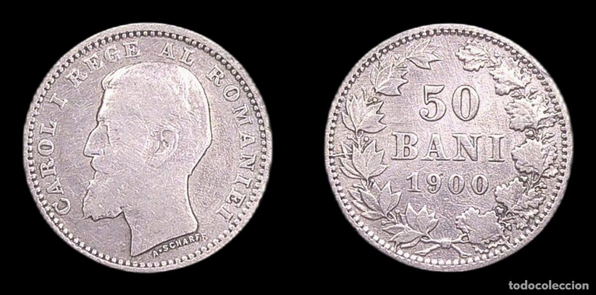 Monedas antiguas de Europa: RUMANIA ROMANIA CAROL I 50 BANI 1900 BC+ PLATA