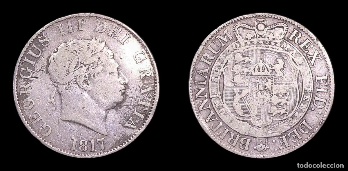 Monedas antiguas de Europa: GRAN BRETA&Ntilde;A GREAT BRITAIN GEORGE III 1/2 CROWN 1817 BC PLATA