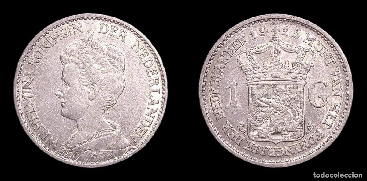 Monedas antiguas de Europa: PAISES BAJOS NETHERLANDS WILHELMINA 1 GULDEN 1915 MBC+ PLATA