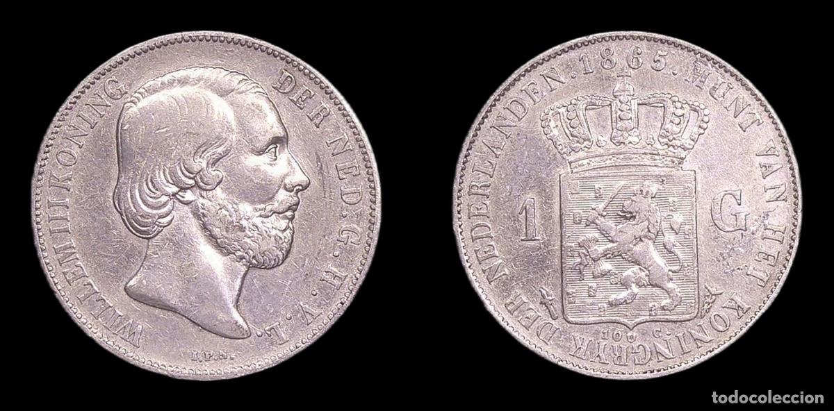 Monedas antiguas de Europa: PAISES BAJOS NETHERLANDS WILLEM III 1 GULDEN 1865 MBC/MBC+ PLATA
