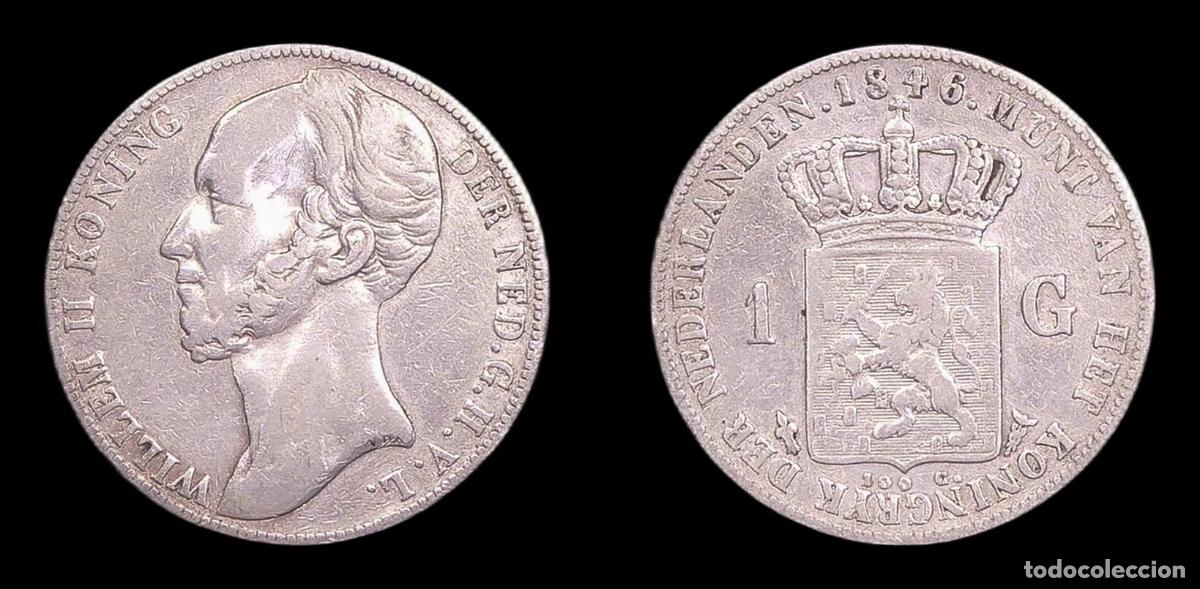 Monedas antiguas de Europa: PAISES BAJOS NETHERLANDS WILLELM II 1 GULDEN 1846 MBC-/MBC PLATA