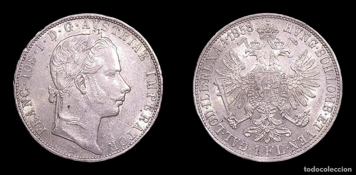 Monedas antiguas de Europa: AUSTRIA FRANZ JOSEPH I 1 FLORIN 1 GULDEN 1858 A EBC PLATA