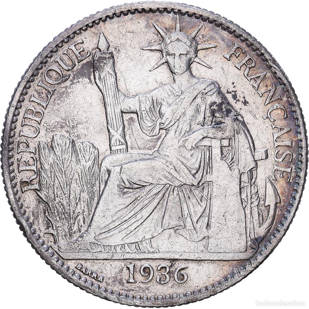 Monedas antiguas de Europa: [#1547670] Indochina Francesa, 50 Cent, 1936, MDP, Plata, BC+, KM:4a.2