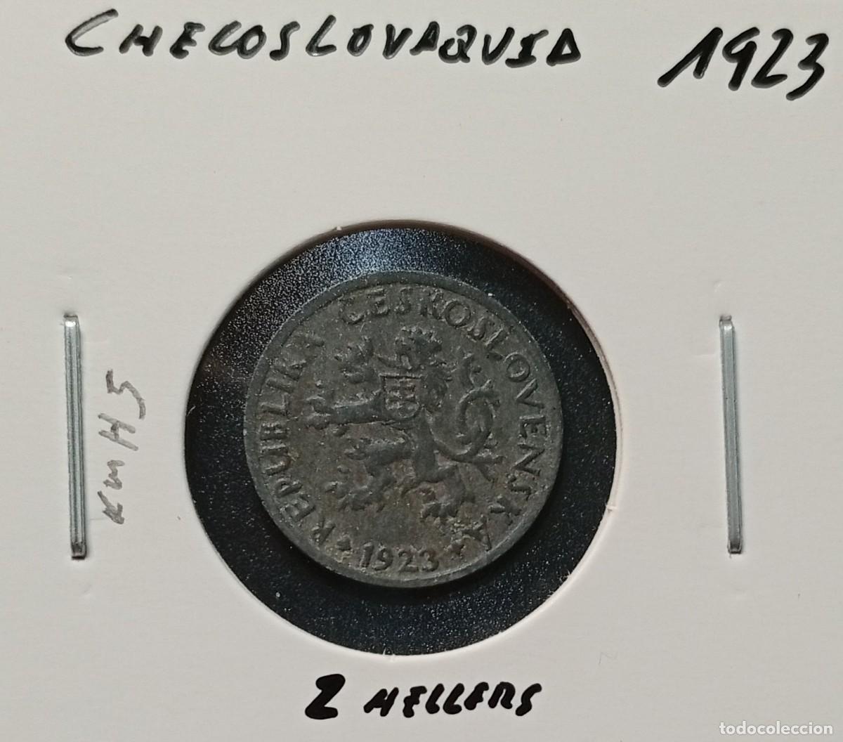 Monedas antiguas de Europa: CHECOSLOVAQUIA 2 HELLERS / HALERU 1923 KM#5 MBC.
